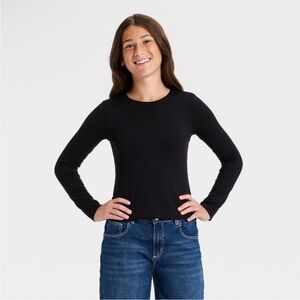 Girls' Long Sleeve Super Soft T-Shirt - art class Black size L 10/12